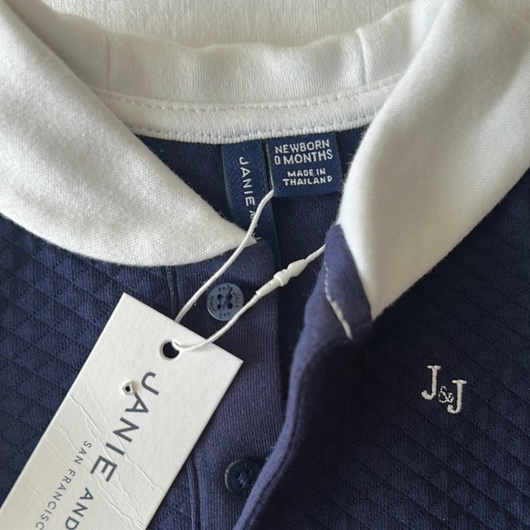 NWT Janie and Jack Navy Blue Quilted One-Piece Newborn - Picture 4 of 5